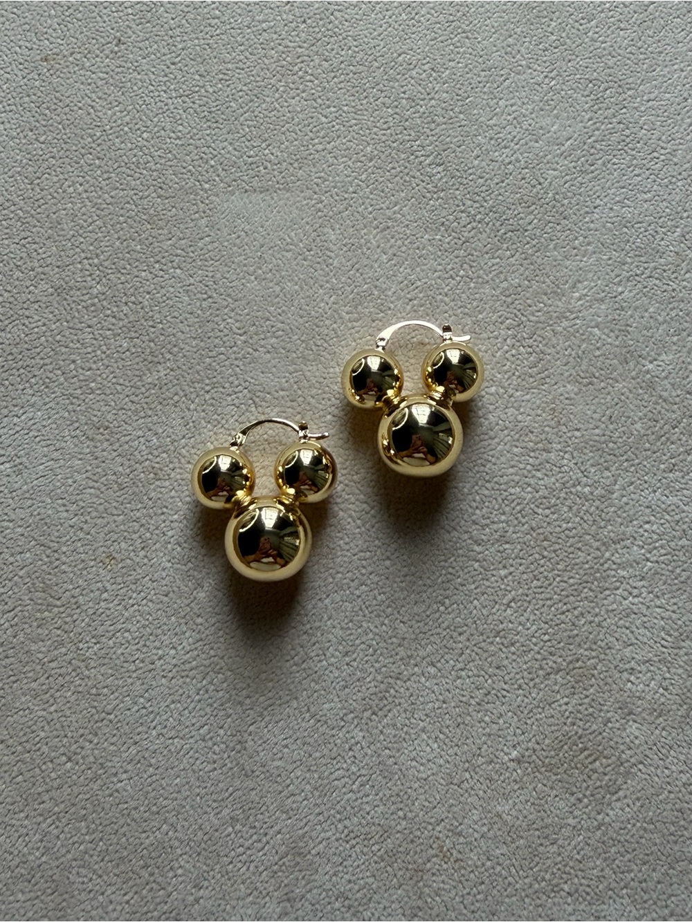 Gold Tone Mickey-Style Hoop Drop Earrings